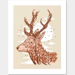 Tree deer beautiful animal Posters and Art